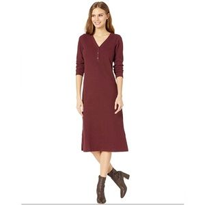 MADEWELL Long Sleeve Henley Midi Dress Medium Maroon